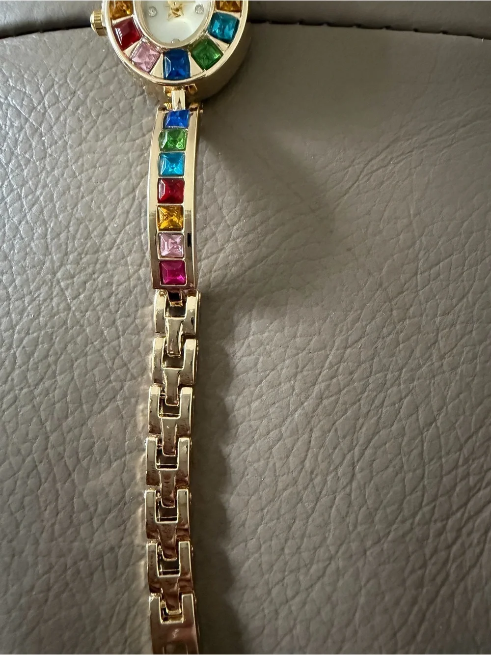 Vintage Inspired Rainbow Crystal Bangle Rhinestone Bracelet Y2K Glam Watch